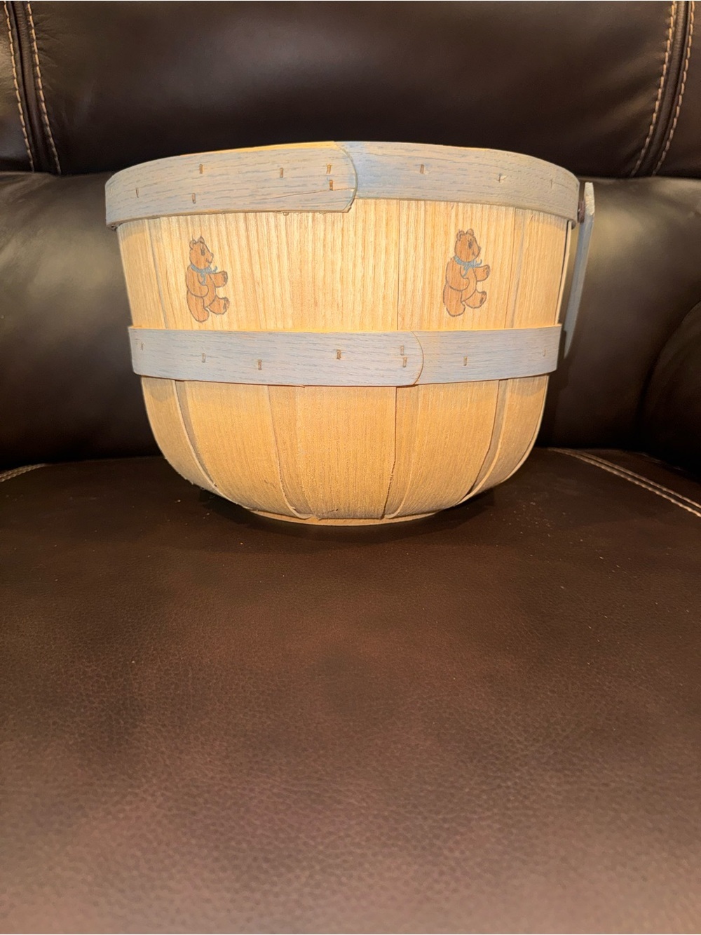 Decorative & vintage late-20th-century country-style wood slat basket - Picture 9 of 9